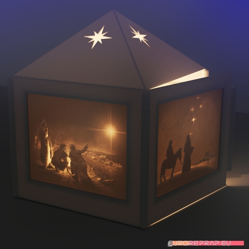 Christmas lantern with lithopanes - (for electric light sources) 3D Print 221330