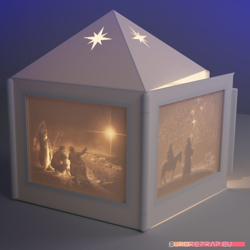 Christmas lantern with lithopanes - (for electric light sources) 3D Print 221331