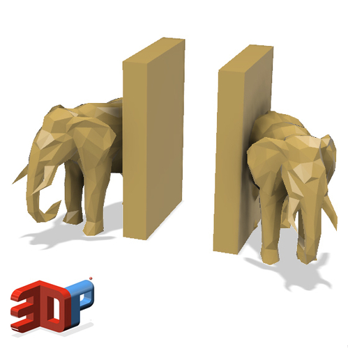 Elephant desktop bookends 3D Print 222857