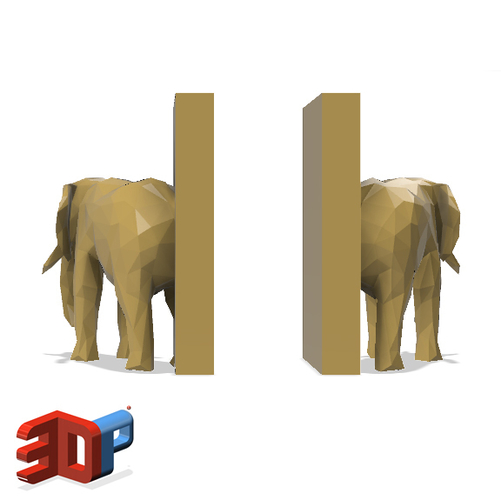 Elephant desktop bookends 3D Print 222859