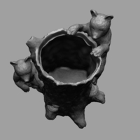 Tree Stump Vase with Bear Cubs - Thumbnail 4