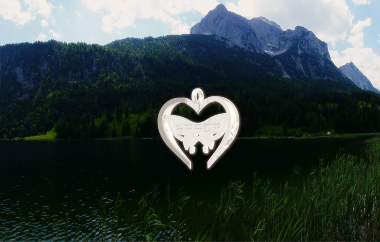 Sindarin Elvish Butterfly Heart Pendant