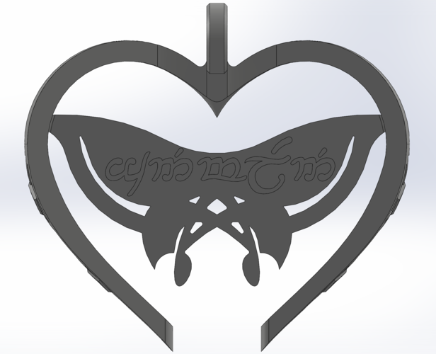 Sindarin Elvish Butterfly Heart Pendant 3D Print 224189