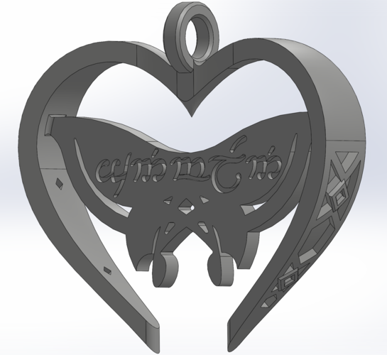 Sindarin Elvish Butterfly Heart Pendant 3D Print 224190