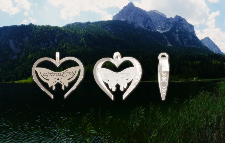 Sindarin Elvish Butterfly Heart Pendant 3D Print 224191
