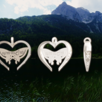 Sindarin Elvish Butterfly Heart Pendant - Thumbnail 4