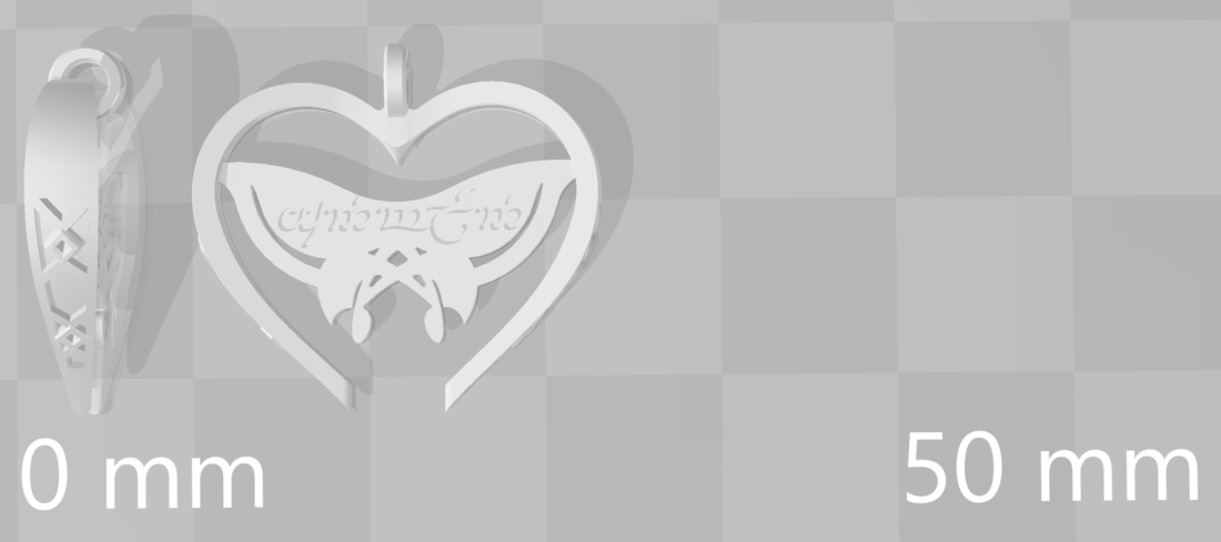 Sindarin Elvish Butterfly Heart Pendant 3D Print 224192