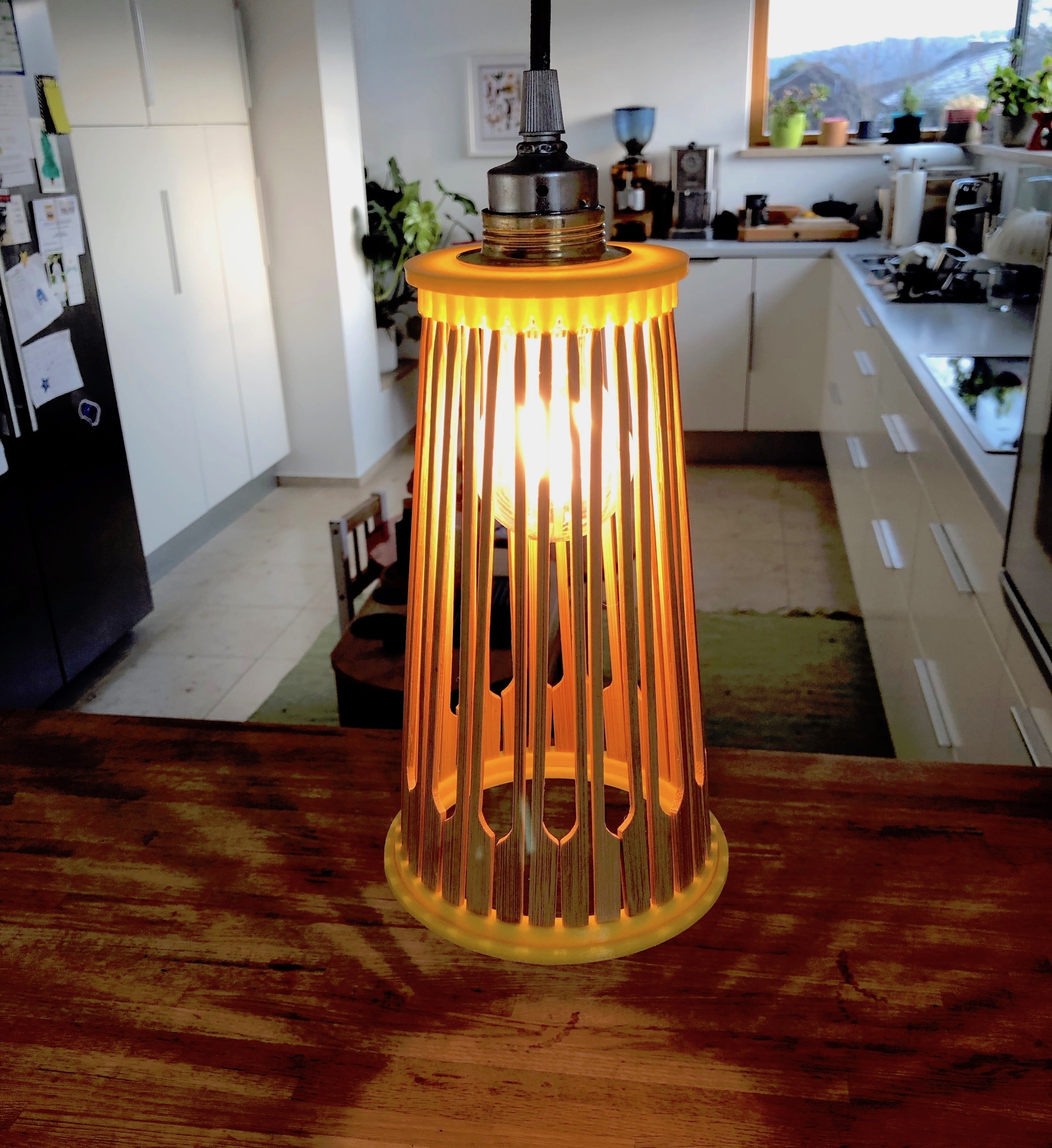 3d Printed Bamboo Hanging Desk Lamp For E27 Led Filament By D G