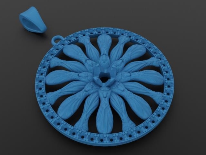 Pendant Wheel Art Nouveau 3D Print 225993