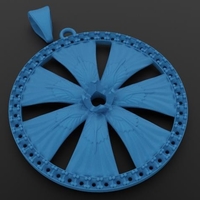 Pendant Wheel Art Nouveau With Diamond Accents - Thumbnail 3
