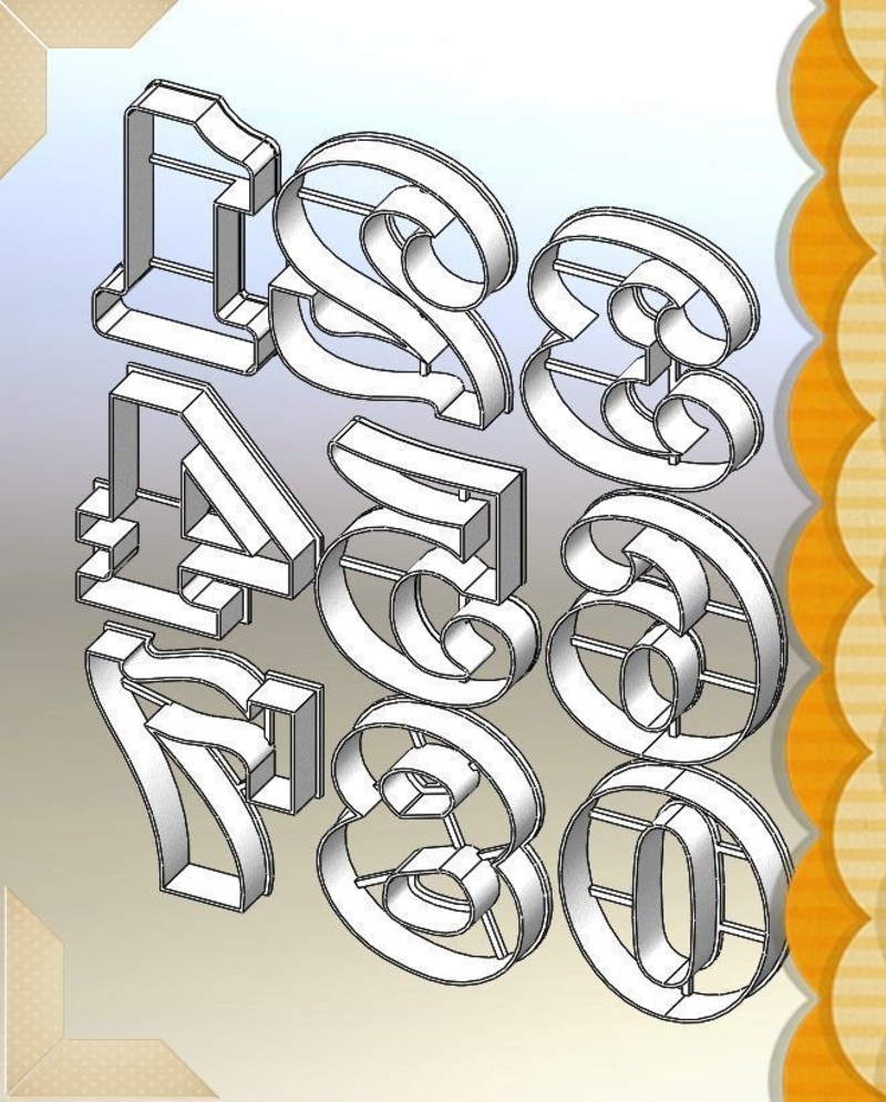 Beautiful Numbers 0-9_70mm-Cookie Cutters (Free)