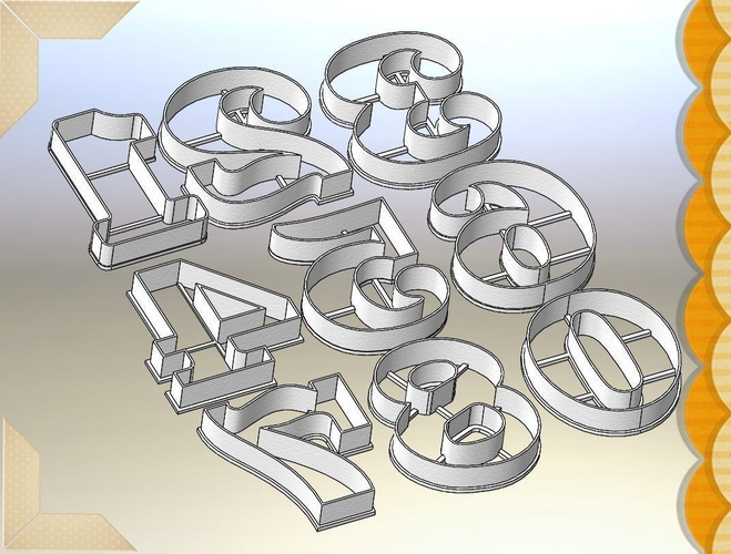 Beautiful Numbers 0-9_70mm-Cookie Cutters (Free) 3D Print 226053