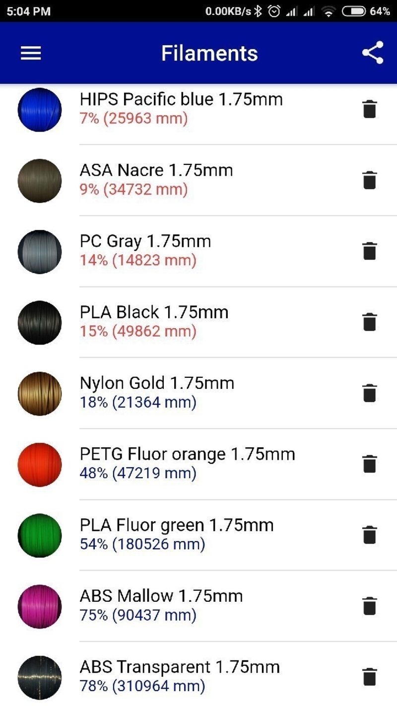 FREE APP  FILAMENT STOCK , CALCULATE COSTS, CREATE  BUDGETS