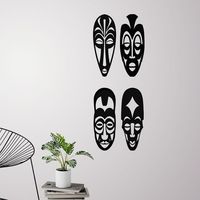 Small African masks  for wall decoration - set of 4 masks 3D Printing 226732