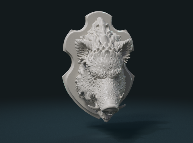 Wild Boar Mounted Head 3D Print 226996