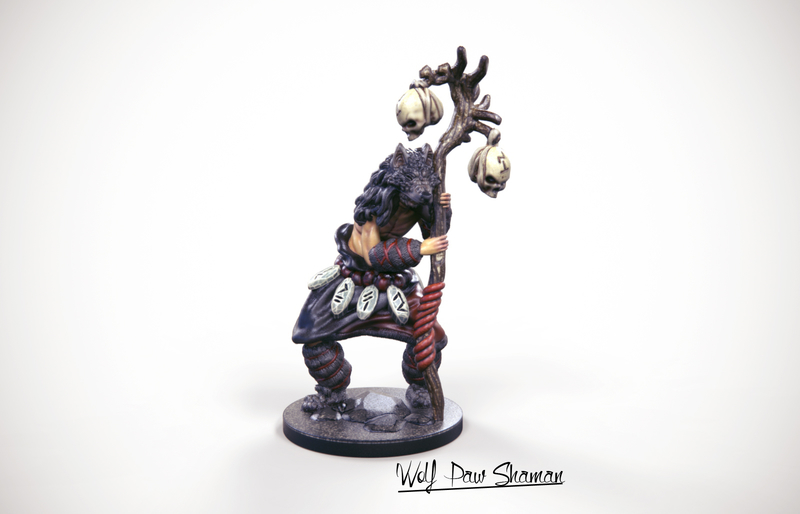 32mm Miniature Wolf Paw Shaman