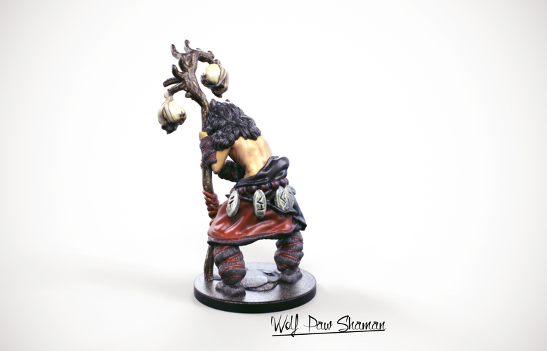 32mm Miniature Wolf Paw Shaman 3D Print 227141