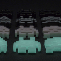 Small Tiny Space Invaders (Magnets) 3D Printing 227442