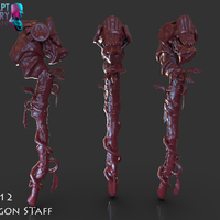Stylized Wooden Dragon Staff - Thumbnail 1