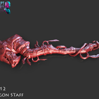 Stylized Wooden Dragon Staff - Thumbnail 3