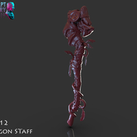 Stylized Wooden Dragon Staff - Thumbnail 6