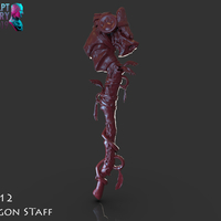 Stylized Wooden Dragon Staff - Thumbnail 13