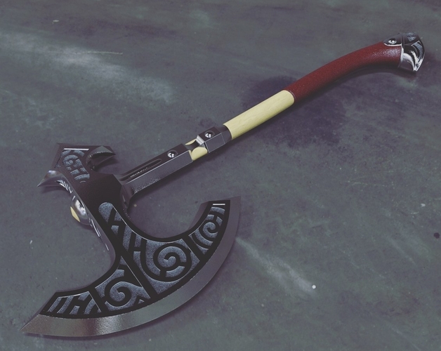 THE LUNAR STEEL WAR AXE FROM SKYRIM 3D PRINT MODEL