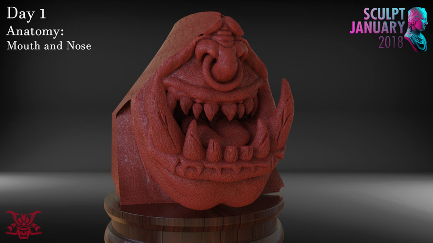 Orc Bust Nose and Mouth 3D Print 228806