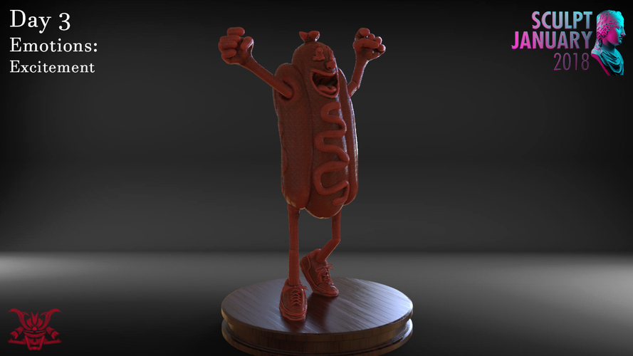 Excited Hot Dog 3D Print 228869