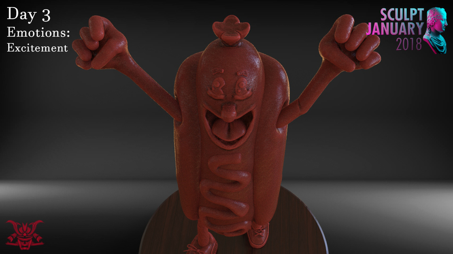 Excited Hot Dog 3D Print 228871