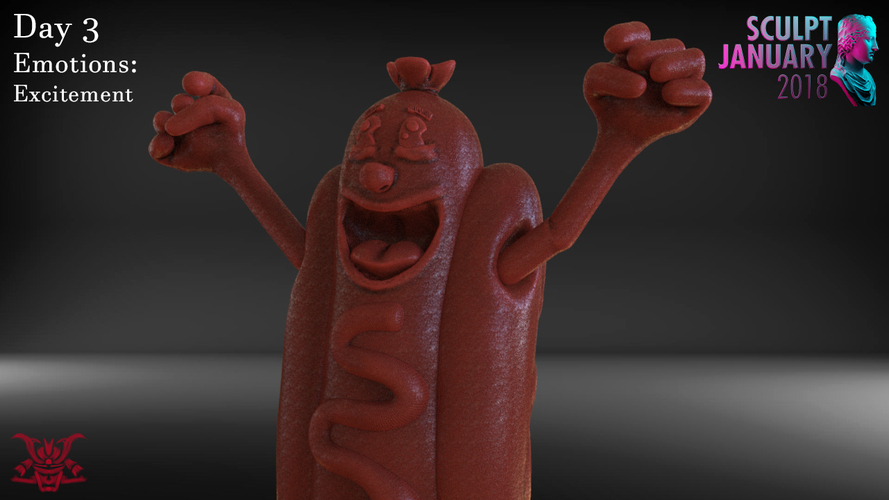 Excited Hot Dog 3D Print 228872