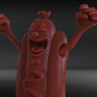 Small Excited Hot Dog 3D Printing 228872