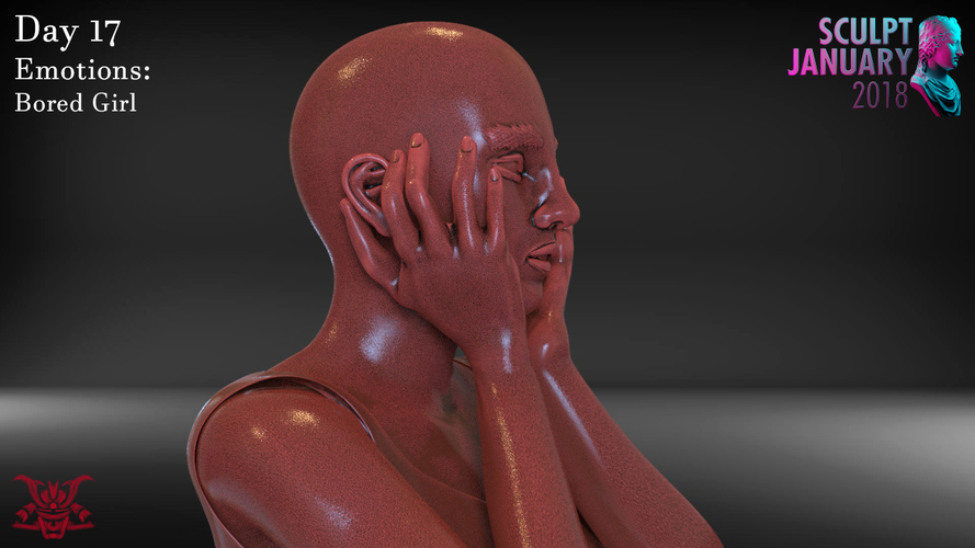 Bored Girl Sculpture 3D Print 229260