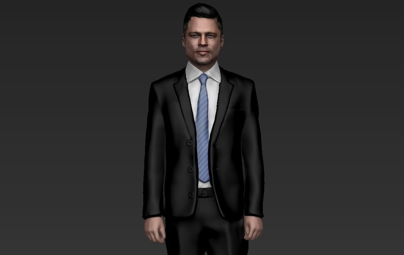 Brad Pitt figurine ready for full color 3D printing