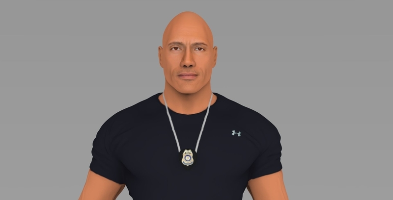 Dwayne The Rock Johnson Fast and Furious full color 3D printing