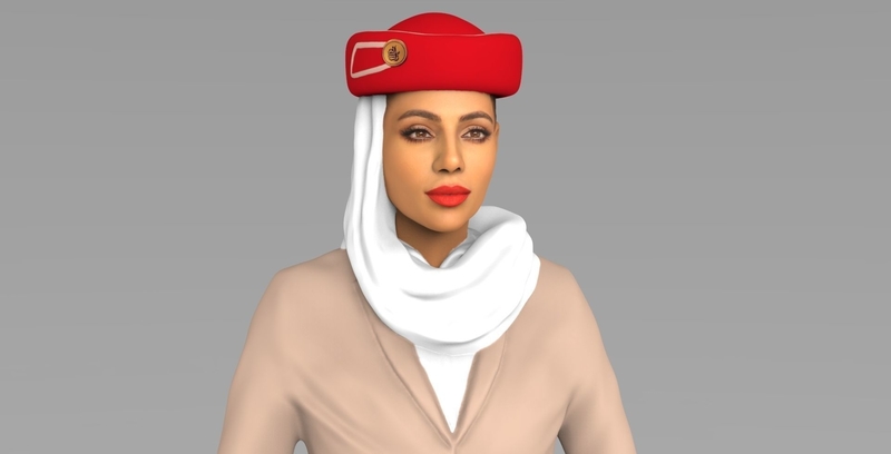 Emirates Airline stewardess ready for full color 3D printing