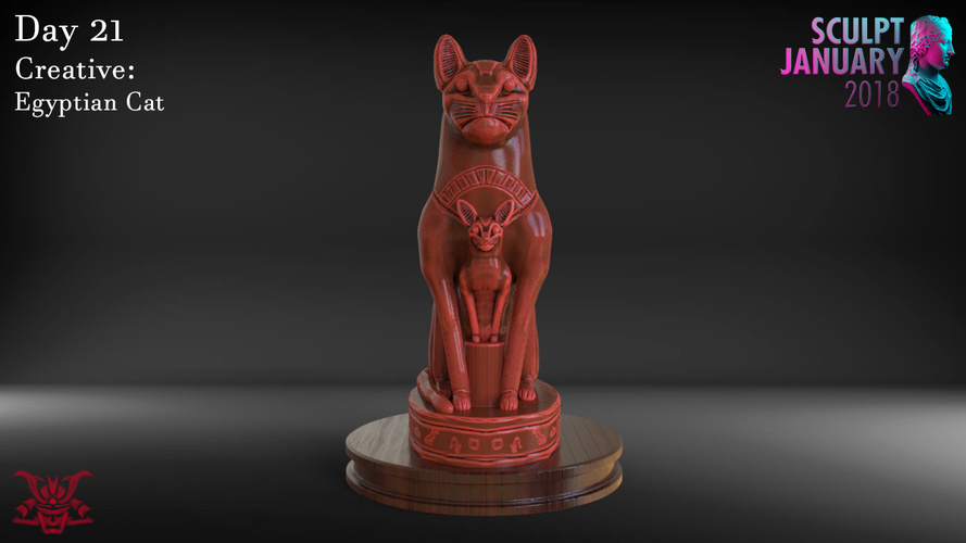 Egyptian Cat Sculpture 3D Print 230180