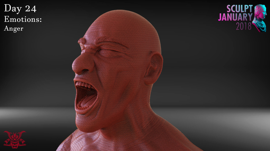 Angry Man Sculpture 3D Print 230259