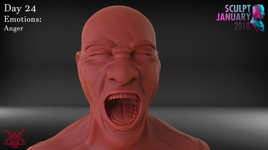Angry Man Sculpture 3D Print 230260