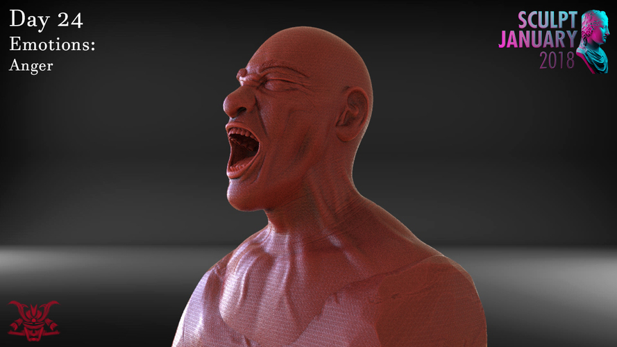 Angry Man Sculpture 3D Print 230261