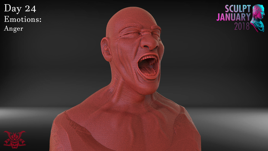 Angry Man Sculpture 3D Print 230262