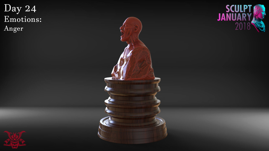 Angry Man Sculpture 3D Print 230264