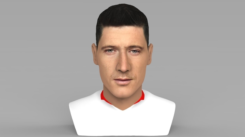 Robert Lewandowski bust ready for full color 3D printing