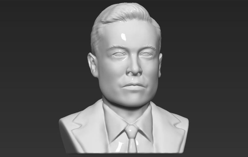 Elon Musk bust 3D printing ready obj stl
