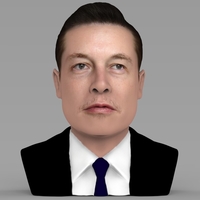 Elon Musk bust ready for full color 3D printing - Thumbnail 1