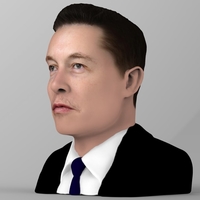 Elon Musk bust ready for full color 3D printing - Thumbnail 3