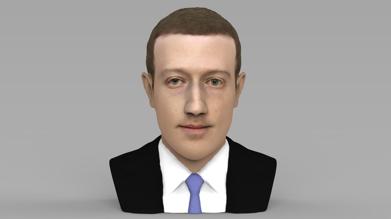 Mark Zuckerberg bust ready for full color 3D printing