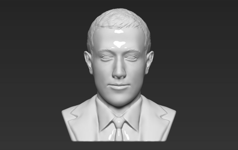 Mark Zuckerberg bust 3D printing ready obj stl