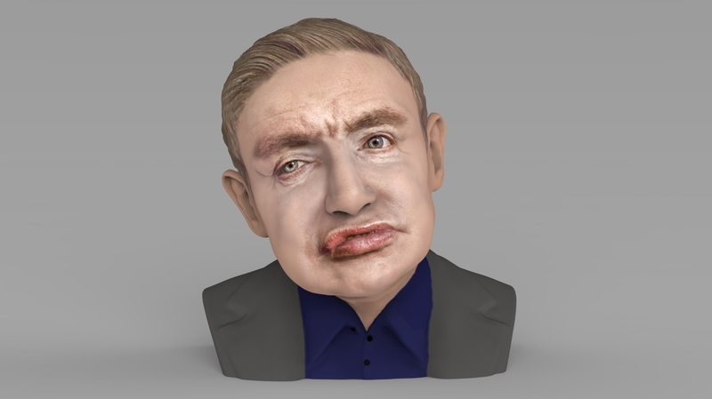 Stephen Hawking bust ready for full color 3D printing