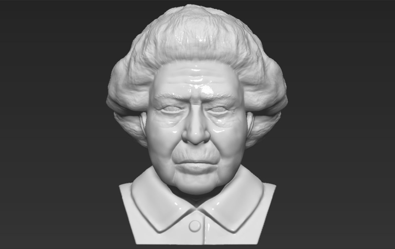 Queen Elizabeth II bust 3D printing ready stl obj